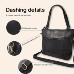 Artisan Crafted Black Leather Tote Bag Image