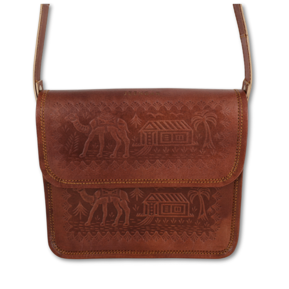 Desert Camel Embossed Leather Sling Bag image